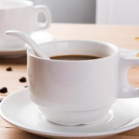 ​白色陶瓷欧洲咖啡杯板材匙子集合
